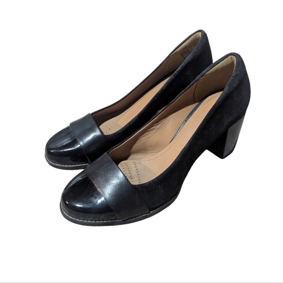 Clarks Artisan Heels Tarah Brae Block Heel Pumps size 8.5 Classic Office Neutral - Picture 1 of 9
